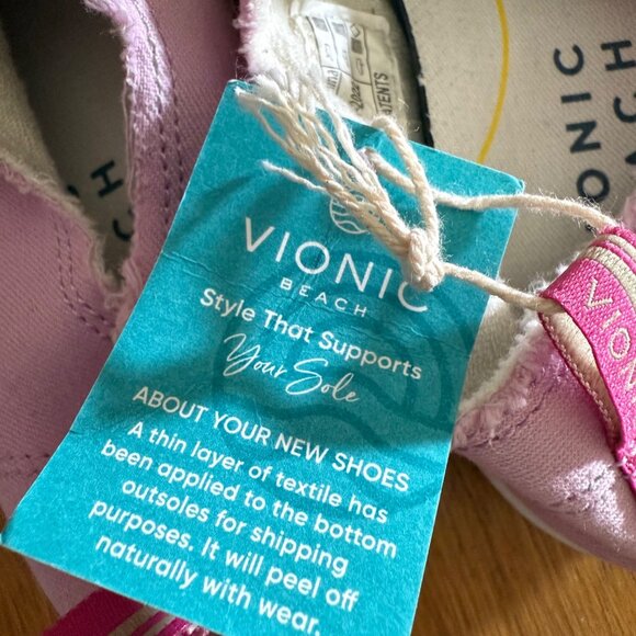 Vionic Beach Size 8 Rose Pink Malibu Canvas Lifestyle Flats Slip On Comfort Shoe - Picture 5 of 15